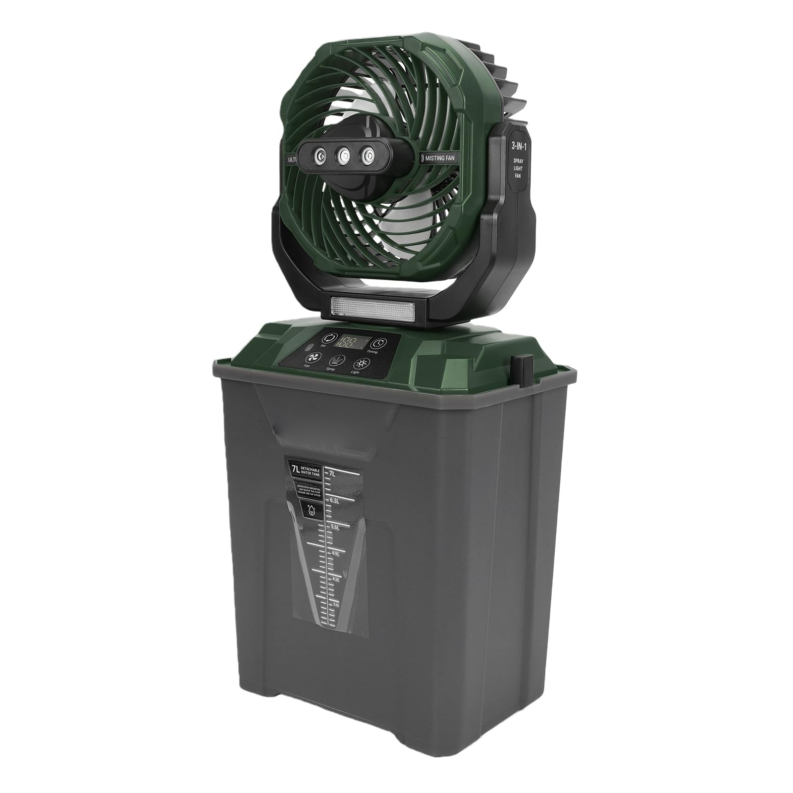 Fan portátil de la nebulización oscilante recargable en color verde para terraza