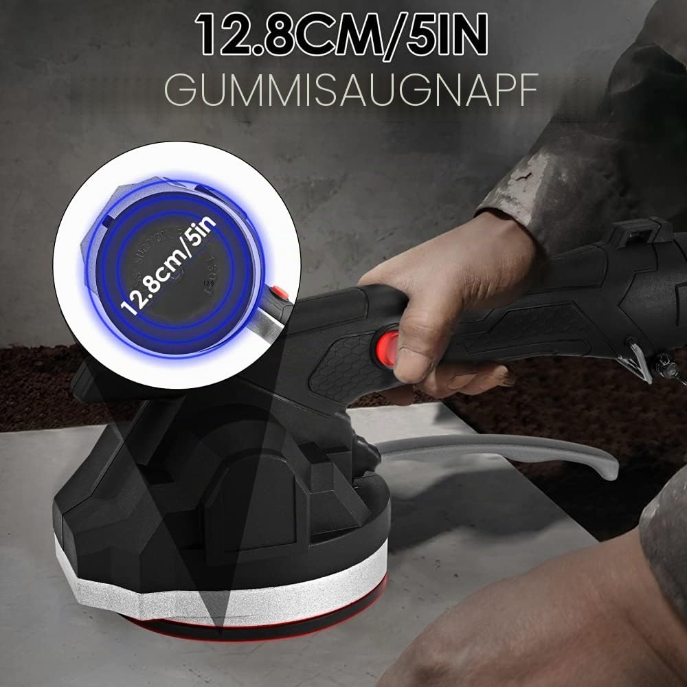 Fliesenvibrator 100 kg Fliesenmaschinen mit Saugnäpfen von 128 x 128 mm Fliesenverlegung mit 2 Batterien Automatische Nivellierung Vibrationswerkzeug Fliesenleger Maschine