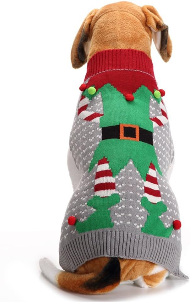 NACOCOChristmas Dog Sweater Ugly Elf Pet Jumper Clown Holiday and Party for Dog and Cat (Clown,XL)