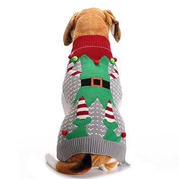 NACOCO Christmas Dog Sweater Ugly Elf Pet Jumper Clown Holiday and Party for Dog and Cat (XXL)