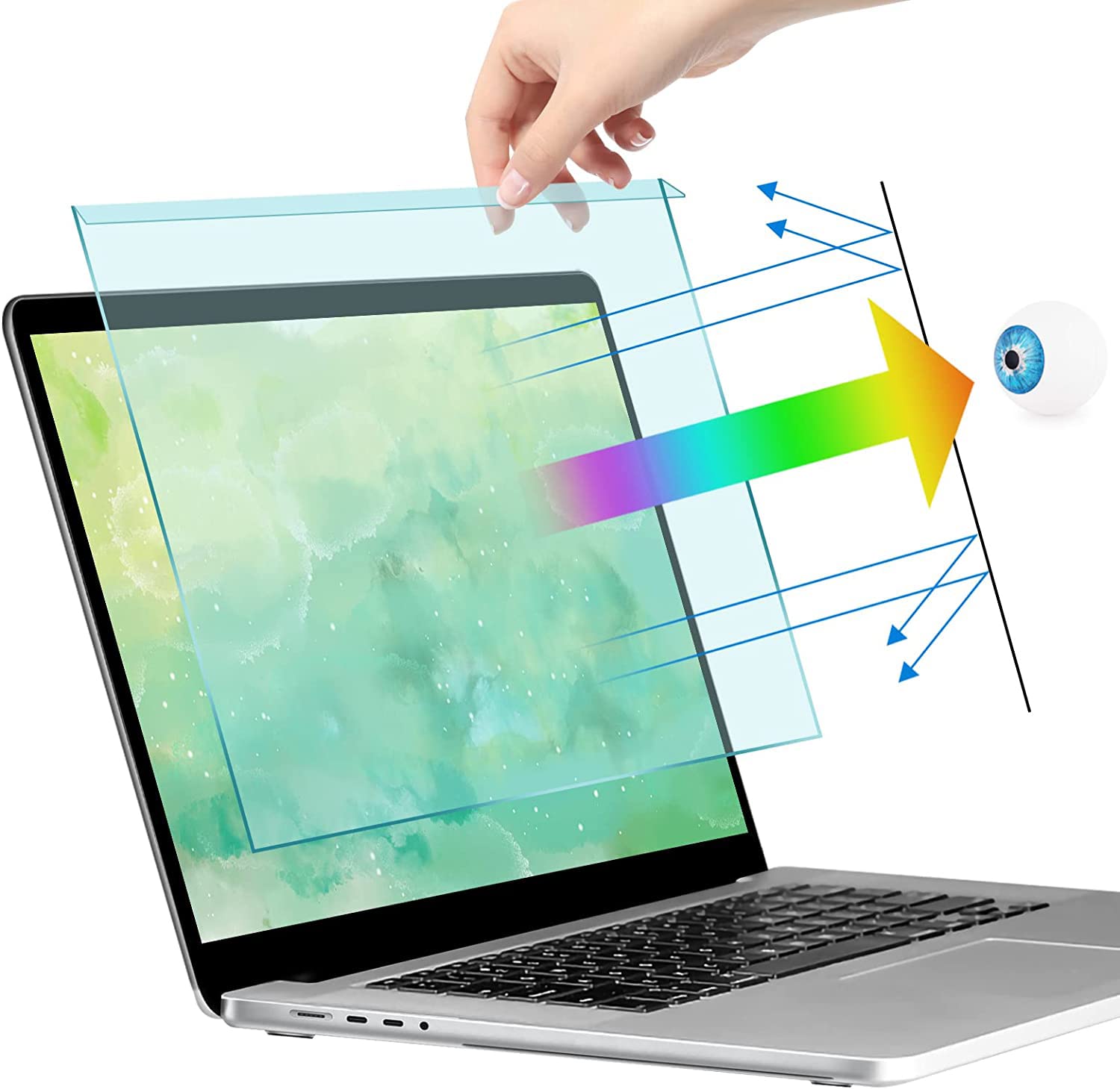 15.6 Inch Blue Light Screen Protector Panel, Eye Protection Anti Scratch Easy Hanging Type Acrylic Blue Light Screen for All 15.6 Inch with 16:9 Aspect Ratio Laptop