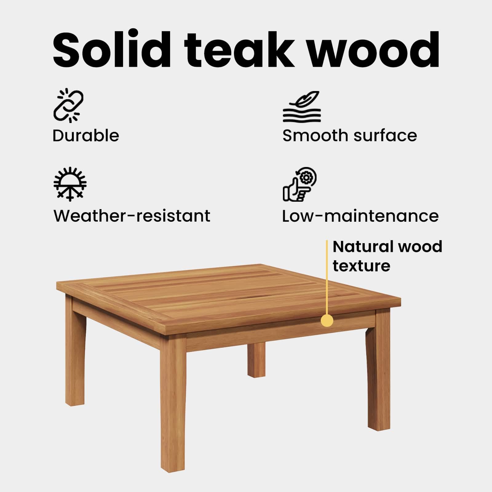 vidaXL Mesa de Jardín Marrón Madera Maciza de Teca, Conjunto de Muebles de Jardín, Mesa Rectangular de Teca, Asientos Modernos, Resistente al Clima, Estilo Patios
