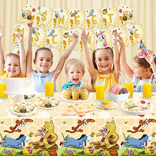 74Pieces Kids Birthday Party Supplies, Kids Birthday Party Decorations Include 24Pcs 9" Plates, 24Pcs 7" Plates, 24Pcs Napkins, 1Pc Banner, 1Pc 106*51Inch Tablecloth For Boys Girls Birthday Party #TOP6