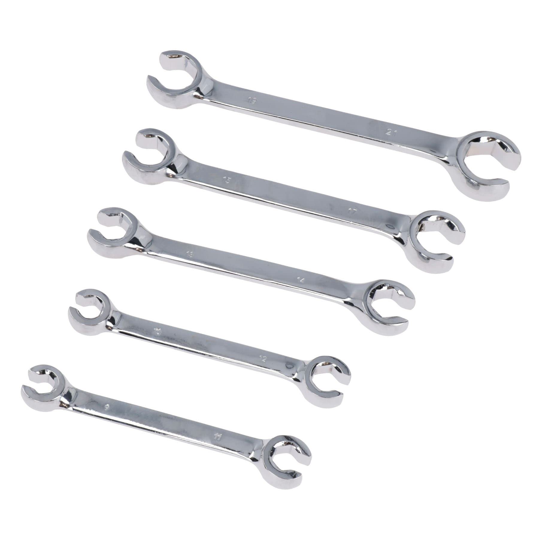 AB Tools Chiave chiave metrica per tubo del carburante del freno a gas con dado svasato 9 mm - 21 mm Set da 5 pezzi