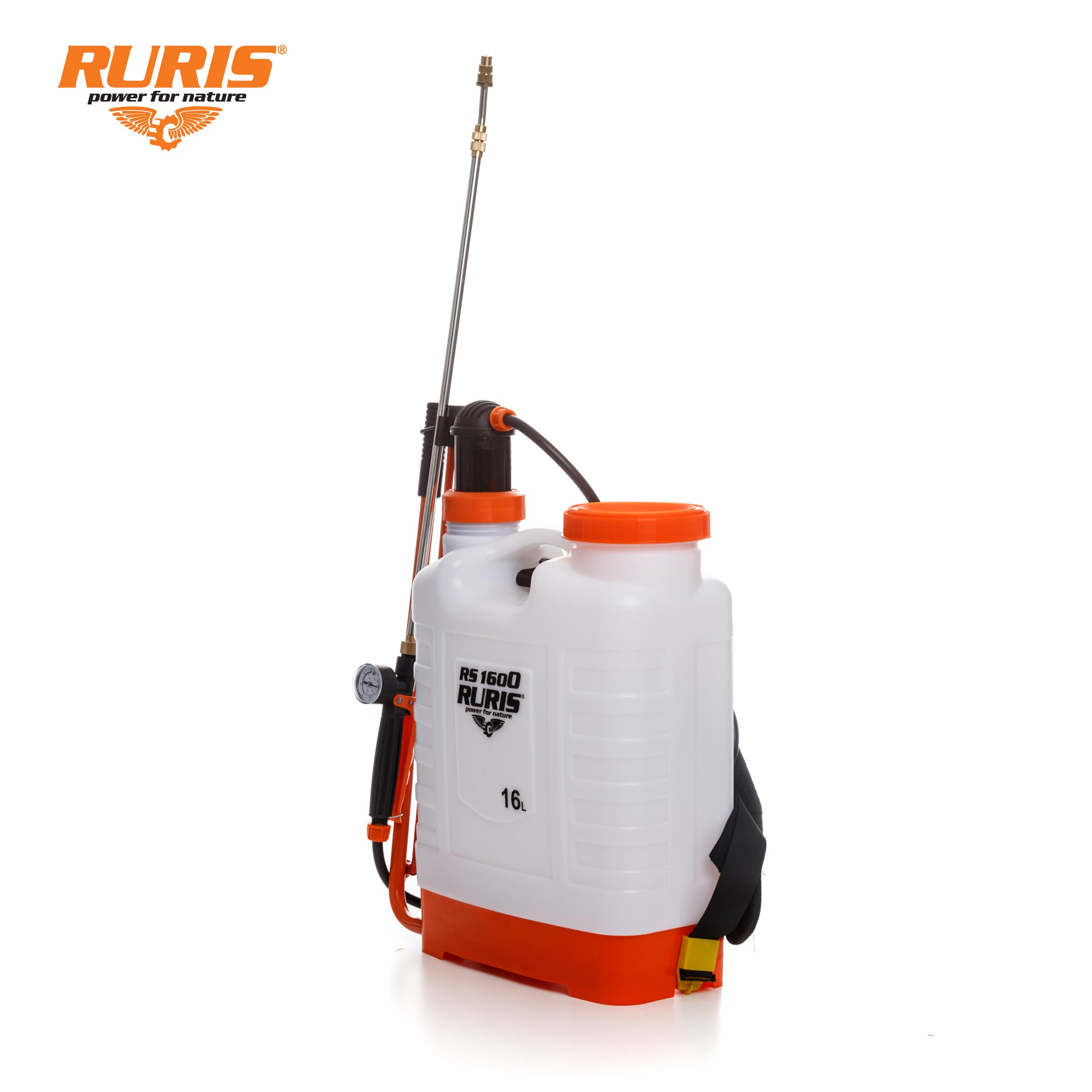 RURIS RS 1600 Pulvérisateur Manuel 16L Lance Telescopique Metal Jardin | Réservoir 16L, Lance Télescopique Métallique, Conception Ergonomique, Léger et Facile à Utiliser pour Engrais et Pesticides