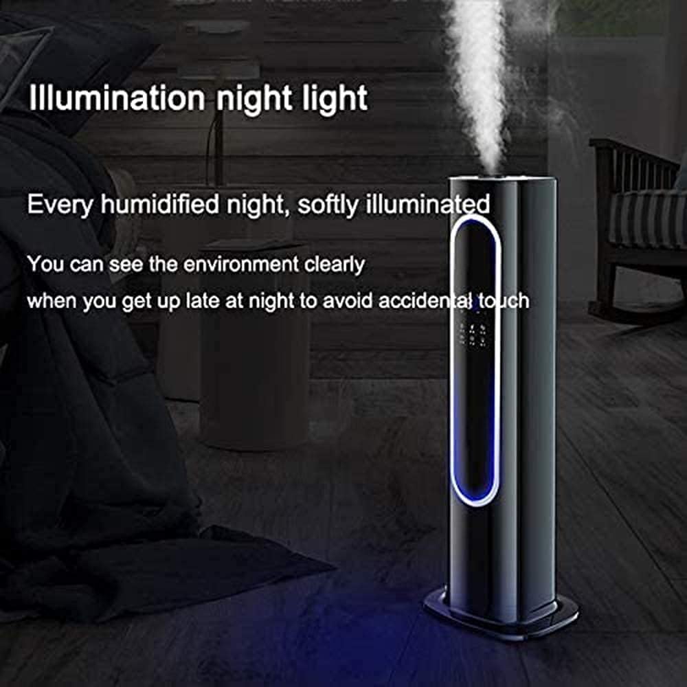 Humidificador para habitaciones grandes, humidificador para dormitorio, humidificador industrial, comercial, de gran capacidad, de pie, con luz nocturna para bebés, silencioso, apagado automático.