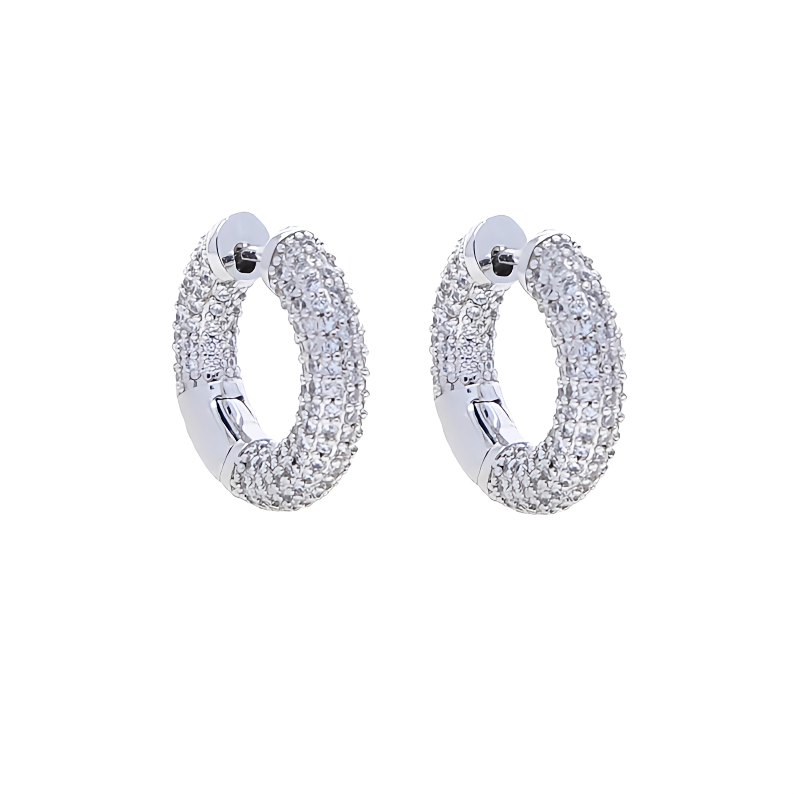 HUGE TOMATO Orecchini a cerchio Huggie Diamonde in argento 925, da donna,orecchini uomo, 17 mm, in argento 925, regalo di compleanno per donne, Argento, Zircone