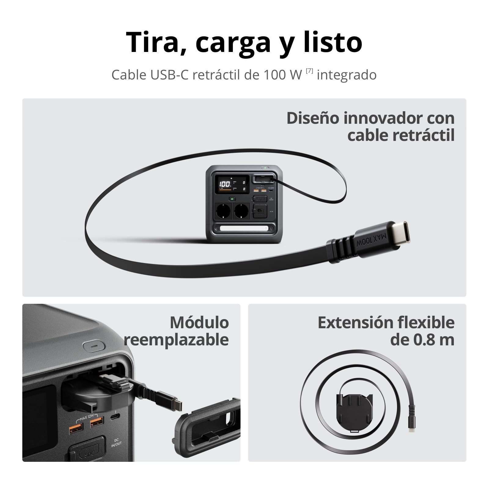DJI Power 1000 Mini Estación de energía portátil, Batería LFP de 1008 Wh, Tamaño compacto, Salida máxima de 1000 W, Recarga del 0% al 80% en 58 minutos, Generador eléctrico para el hogar y camping