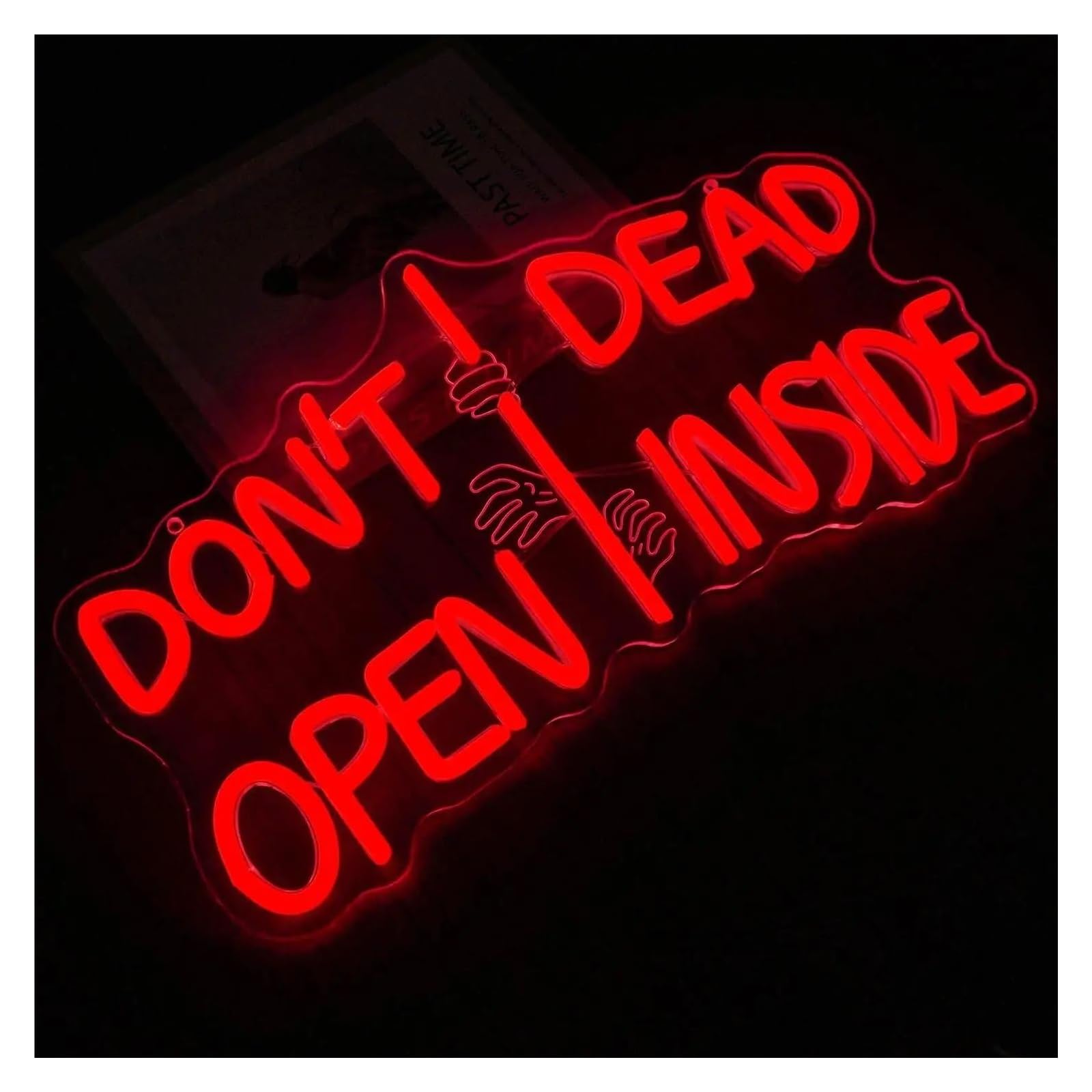 Insegna al Neon Insegna Al Neon Don't Open Dead Inside Dimmerabile | Luce LED A Tema Zombie Per La Stanza Dell'orrore Decorazioni Feste Gotiche 39.88cmx21.08cm