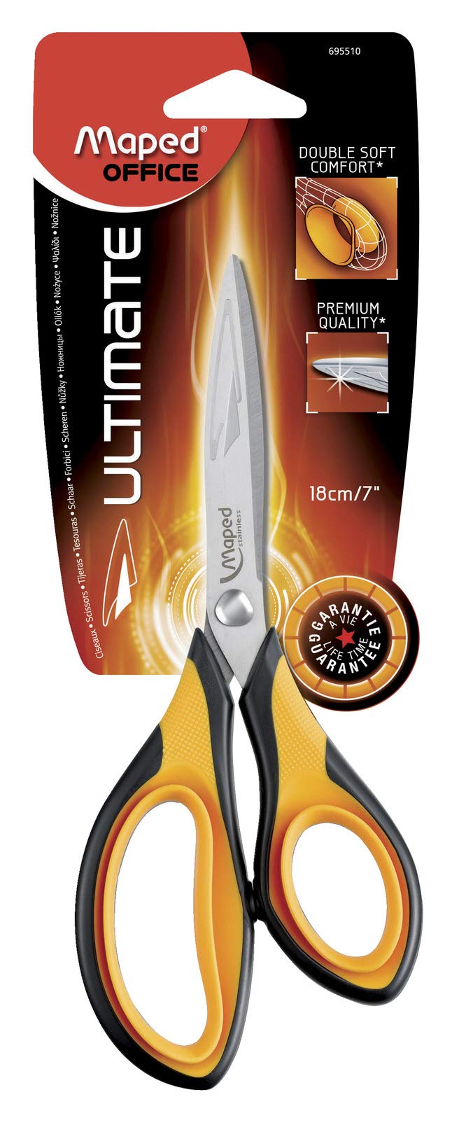 Ultimate Precision Scissors 7 Inches, Black/Orange