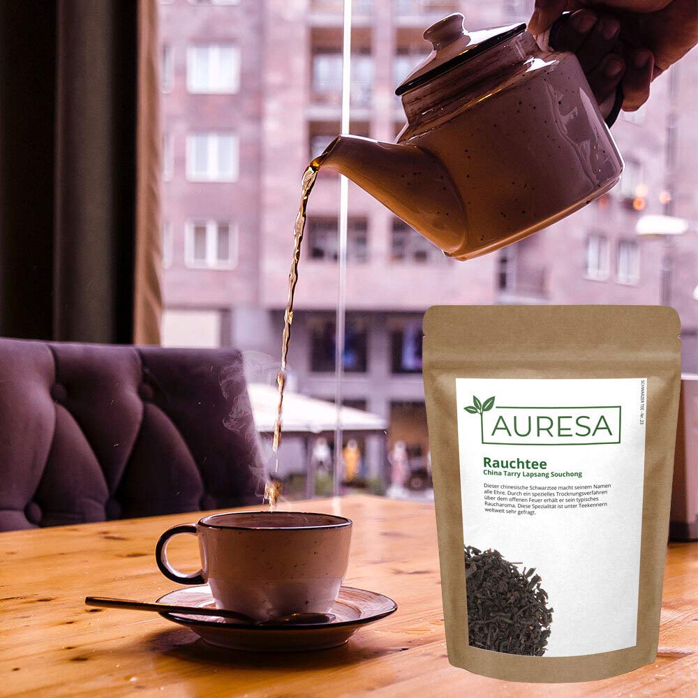 AURESA schwarzer Tee Rauchtee | Tee mit einem intensiv rauchigen Aroma | Bei Teekenner äußerst beliebte Sorte