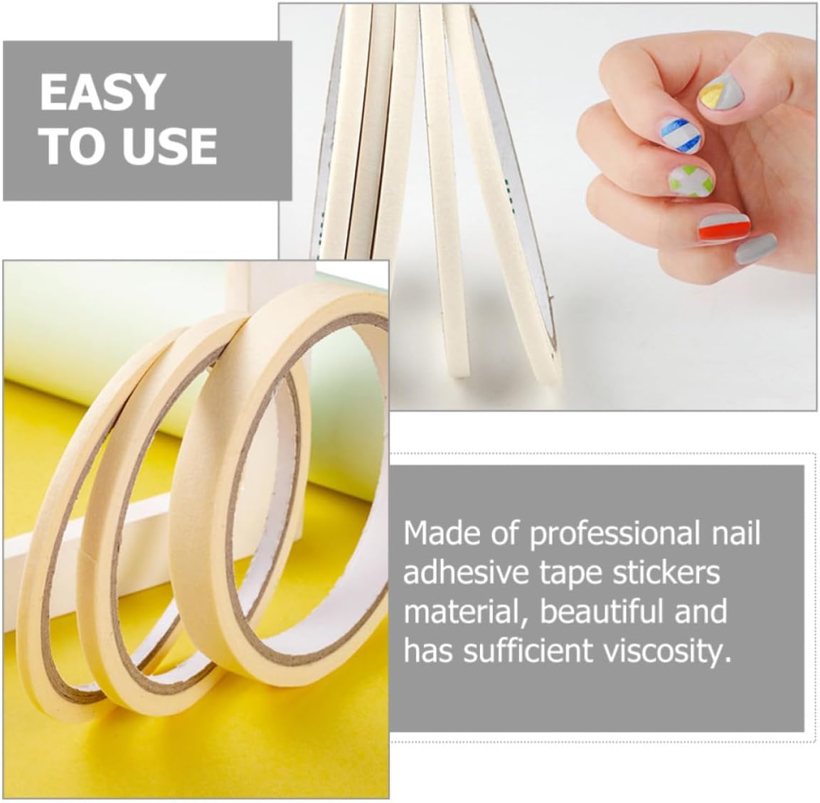 18 Rolls Nail Striping Tape for Manicure Masking Tape in Beige Color 3mm 5mm 12mm Widths for Nail Art