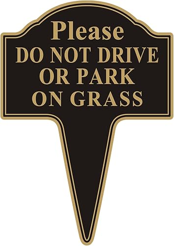 Letrero de doble cara de 10 x 14 pulgadas con estaca integrada de aluminio inoxidable para patio, fácil de instalar para uso en exteriores