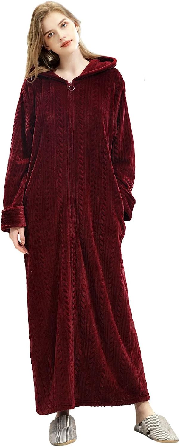 ladies full length dressing gown with zip
