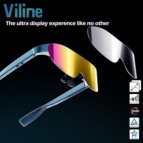 Miniatura 4 de AR/XR Glasses-VILINE Smart Glasses for Gaming Headset Video Display Glasses Myopia Adjustment 1800 Brightness Sunglasses,FHD Adapted for