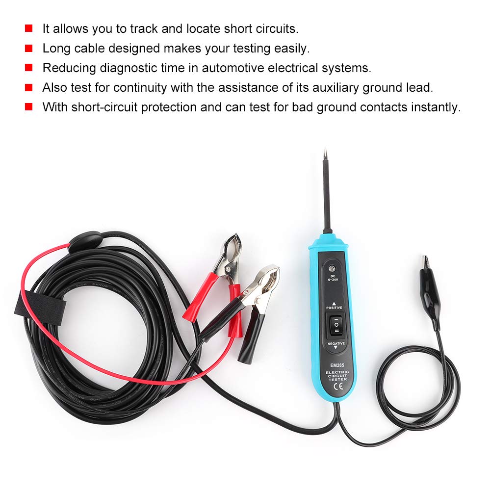 spannungsprüfer 6 24v,6-24V Kfz Stromkreistester Diagnosesystem, Auto Spannungsprüfstift Elektrisch Schaltkreistester Spannungsprüfer Teststift Diagnosewerkzeug mit LED-Licht für Automotive RV Yacht