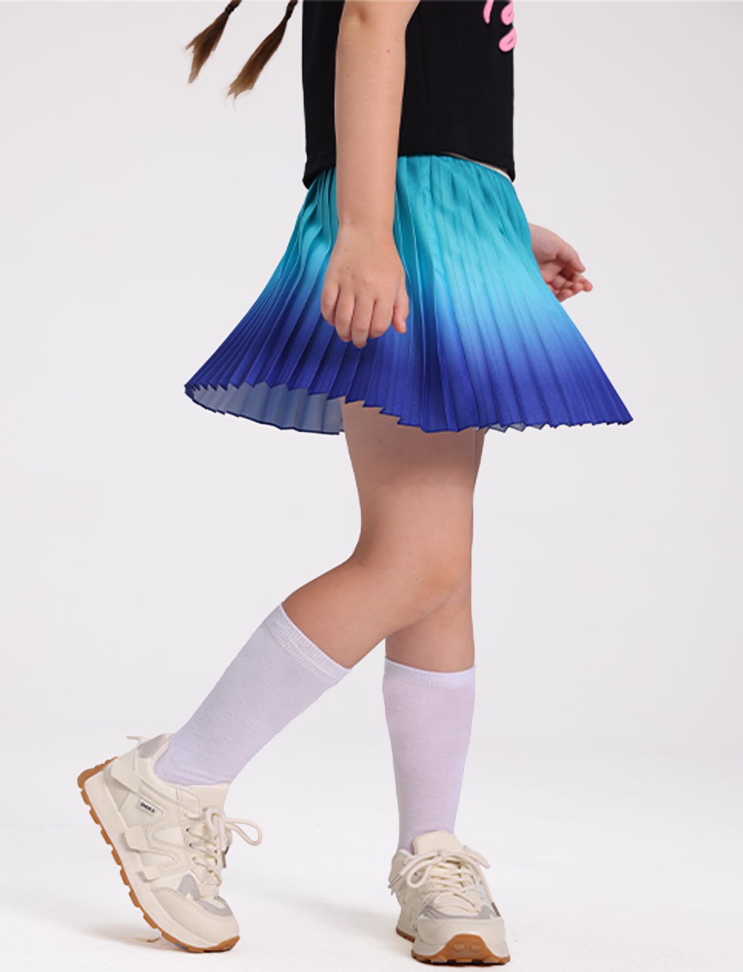 SEAUR Mädchen Tennisrock mit Innenhose Farbverlauf Faltenrock Kinder Skater Rock Sportrock Süß Minirock Sommerrock Golf Skorts 5-12 Jahre