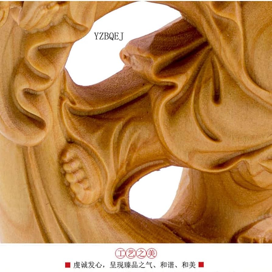♥セール天然黄楊（柘植）木　一本木彫り　七福神　布袋尊様立像　手作り仏像　縁起物 ♥セール天然黄楊（柘植）木 一本木彫り 七福神 布袋尊様立像