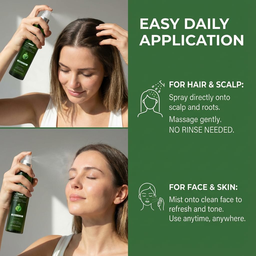 Axwell Pure Rosemary Water Spray for Hair & Skin – Scalp Mist for Fuller-Looking Hair – Pore-Tightening Facial Toner & Hydrating Mist – Steam Distilled, Alcohol-Free (3.38 fl oz)
