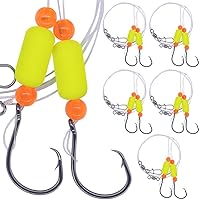 Vista 18 de Aparejos Pompano para Pesca de Surf en Agua Salada con Gancho de Doble Círculo y Espacio Amplio - Juego de 6 Accesorios de Pesca de Surf