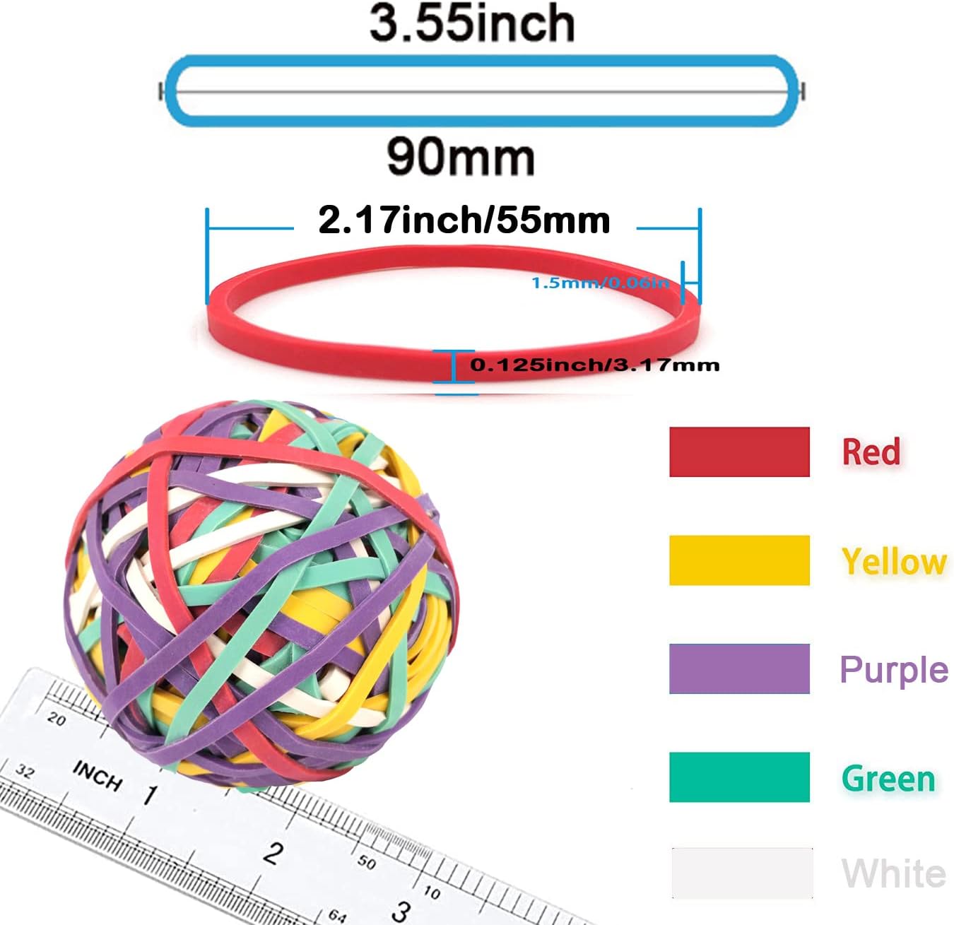 AMUU Rubber Band Ball #33 rubber bands 2 Pack ball About 300pcs 5 colors rubber Bands for Office School Home Strong Elastic Band 5 colors Loop Office Supplies : Everything Else