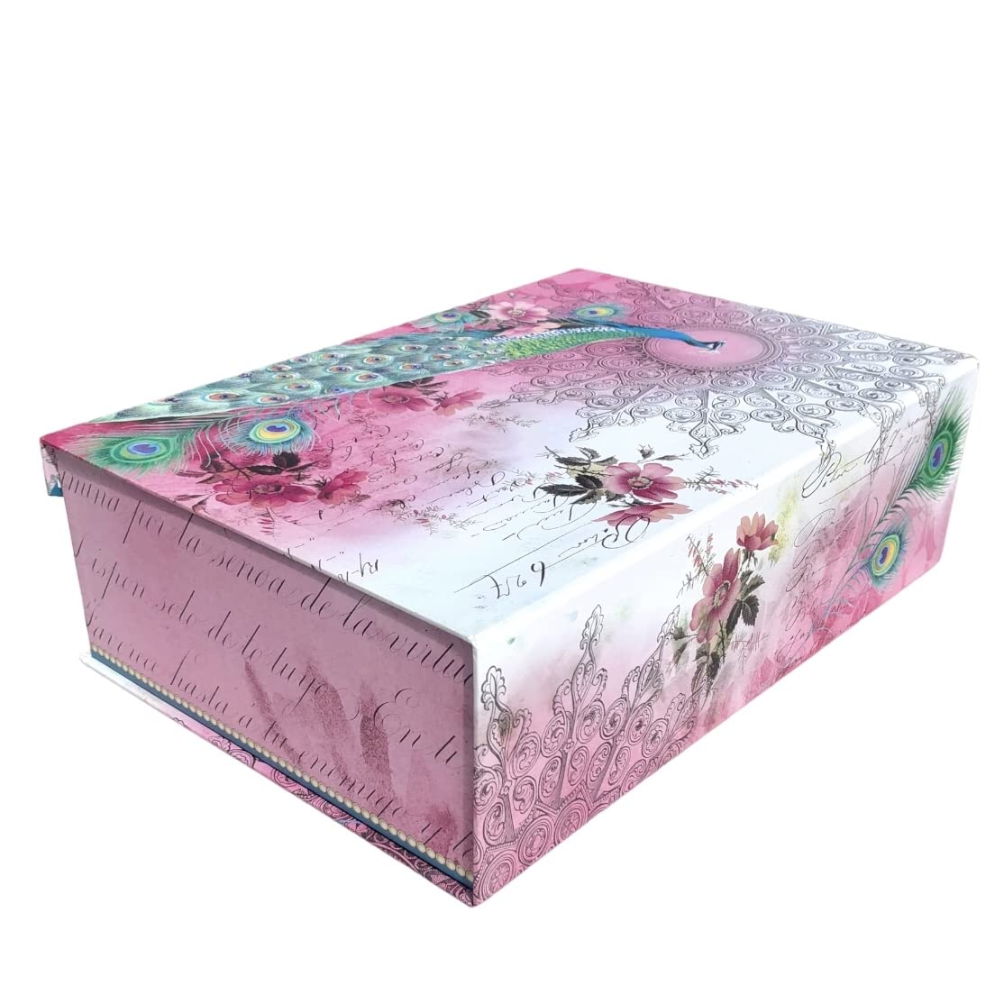 Amazon.com: Punch Studio Pink Moon Peacock Decorative Flip Top Lid