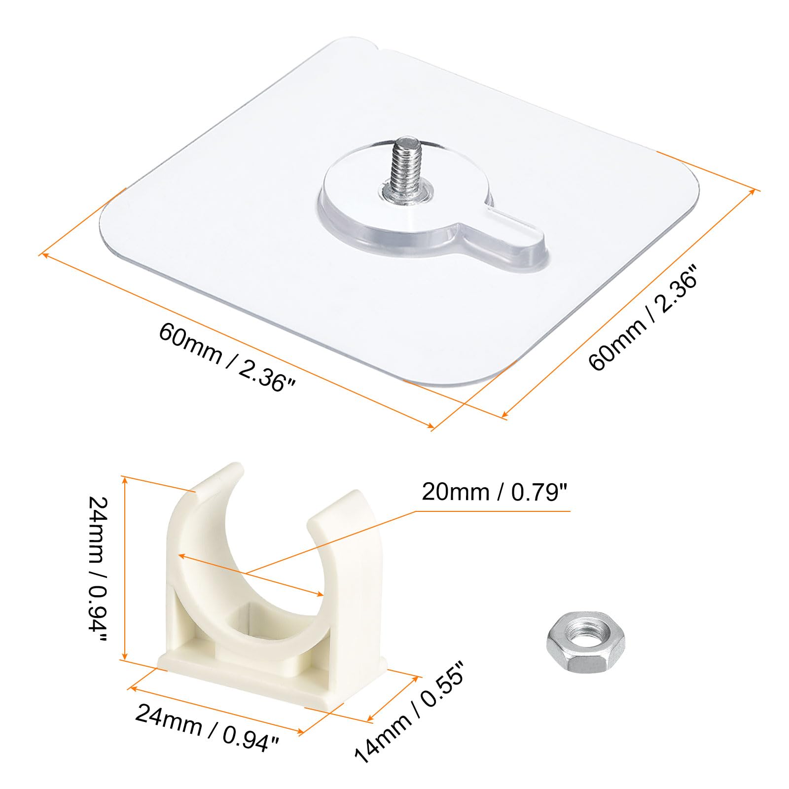 20-Pack PVC Water Pipe Clamps - U-Shaped Hose Support For 25mm OD Pipes