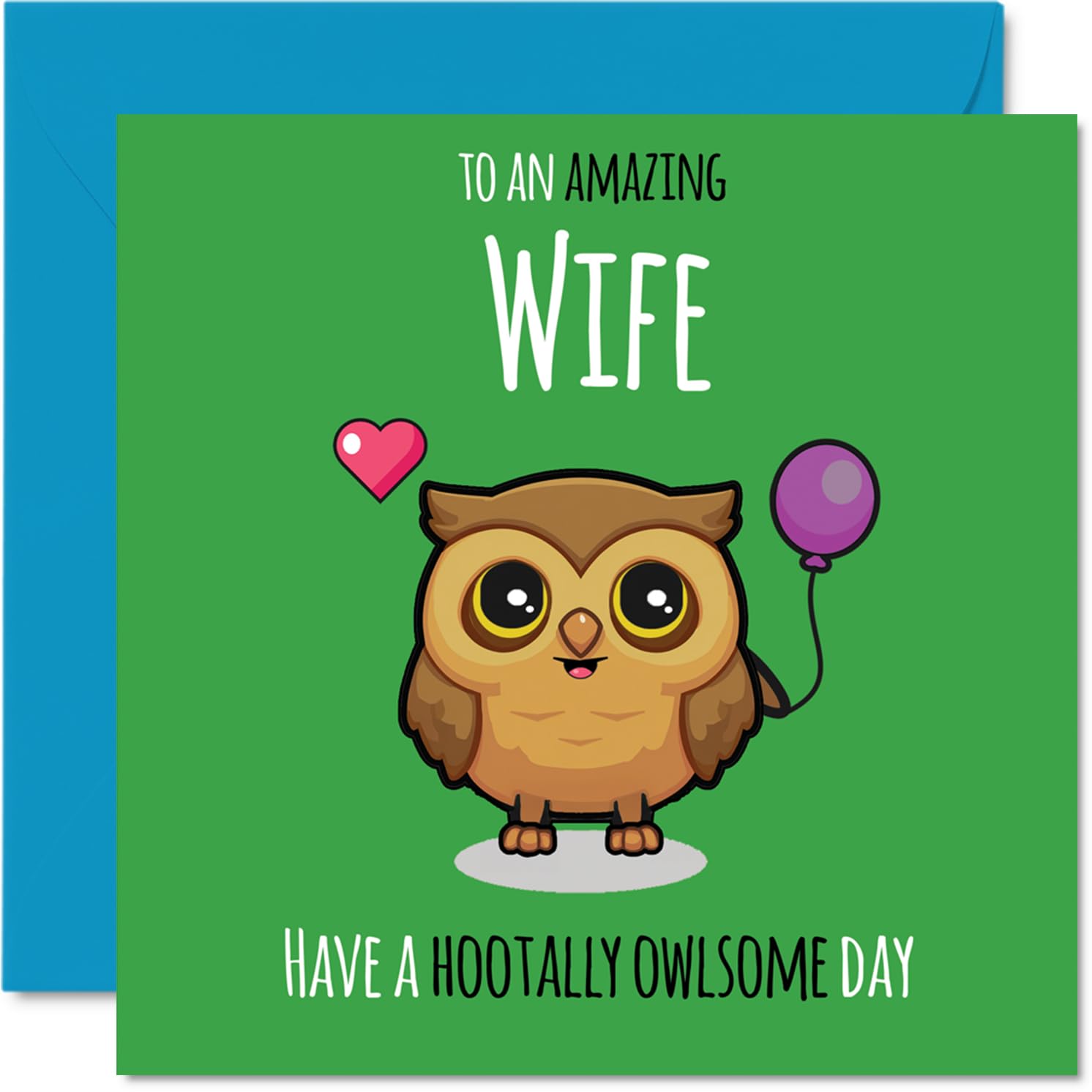 Wife Birthday Card - Hootally Owlsome - Happy Birthday Card for Wife from Husband Partner, 145mm cute owl Bday Greeting Cards