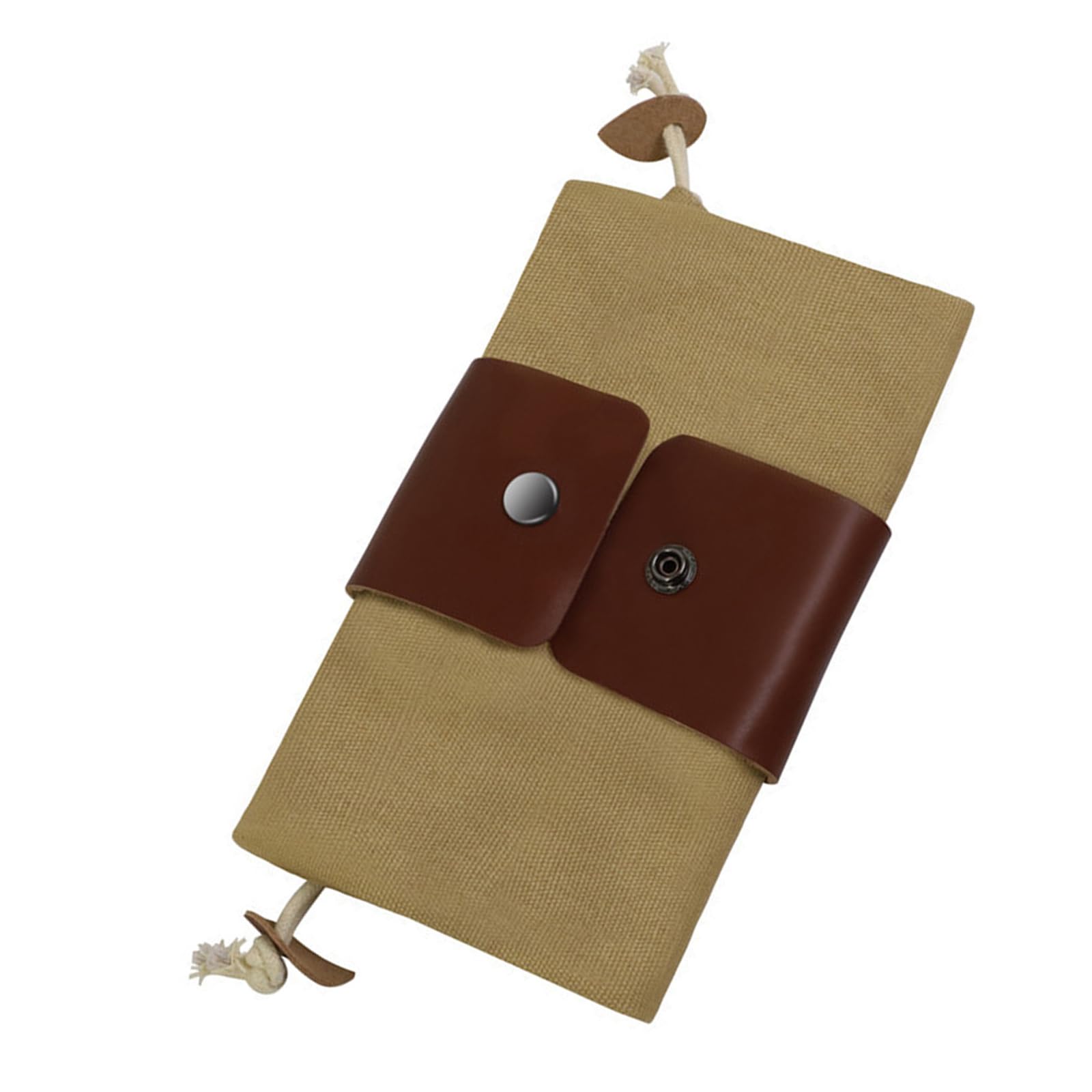 Crffz Men's Khaki Storage Leather Canvas Bag Hiking Camping Portable Outdoor Survival Foraging Bag Fruit Picking Pouches Foldable Pouches Waxed Canvas Foraging