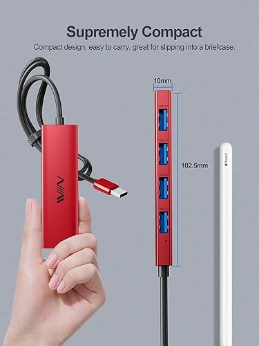 Miniatura 4 de Concentrador USB 3.0, extensor divisor USB de 4 puertos, adaptador portátil multipuerto de datos para laptop, Xbox, unidad flash, disco duro,