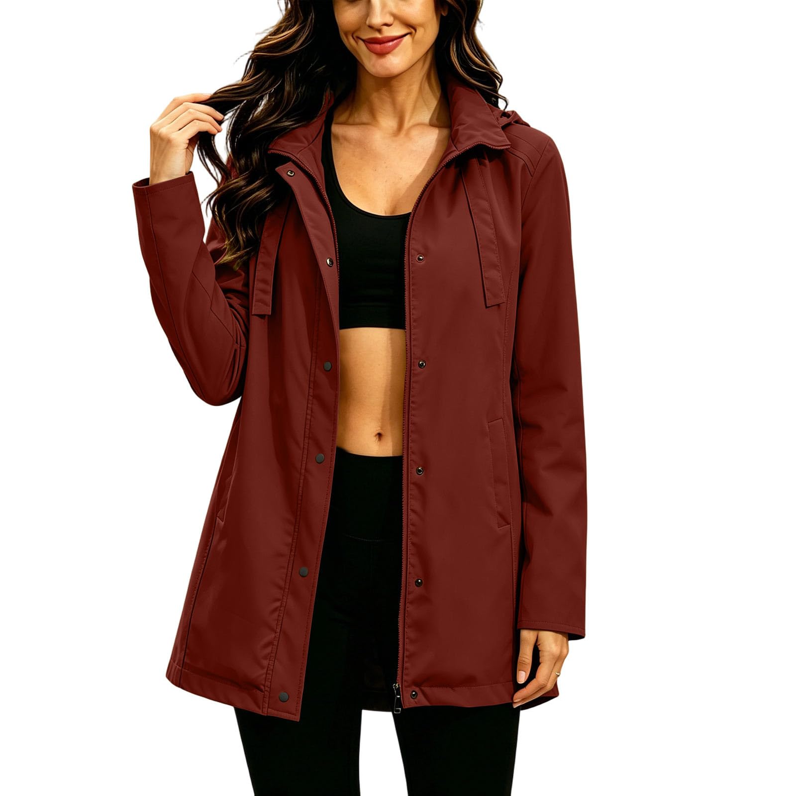 Generisch Regenjacke Damen Wasserdicht Lang Atmungsaktiv Übergangsjacke Frühling Leichte Wanderjacke Sommer Reitjacke Regendicht Freizeit Outdoor Jacke Mit Kapuze Mode Elegant Jacket