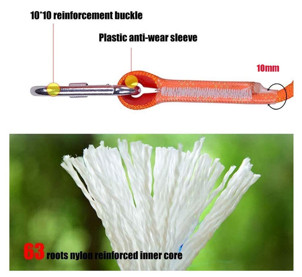 LQSSA Corde Extérieure de Diamètre 10.5Mm,Longueur 3-30M,Corde D'Évacuation D'Urgence,Corde de Rappel Pour Parachute de Sauvetage En Cas D'Incendie/Yellow/10.5Mm 10M