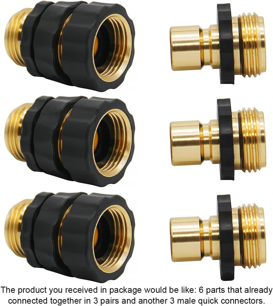 Triumpeek 3/4" Garden Hose Connector, 9 Pieces Garden Hose Quick Connect Fittings, Male and Female Quick Release Garden Hose Connector