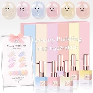 Double Rhythm 6 Pcs 15 ML Gel Polish Set Same Color Same Bottle Soak Off Gel Polish Kit Nail Art Manicure Salon DIY at Home for Women (Jelly Blue Purple Nude Pink-T6-40) - Amazon product rated Grade A