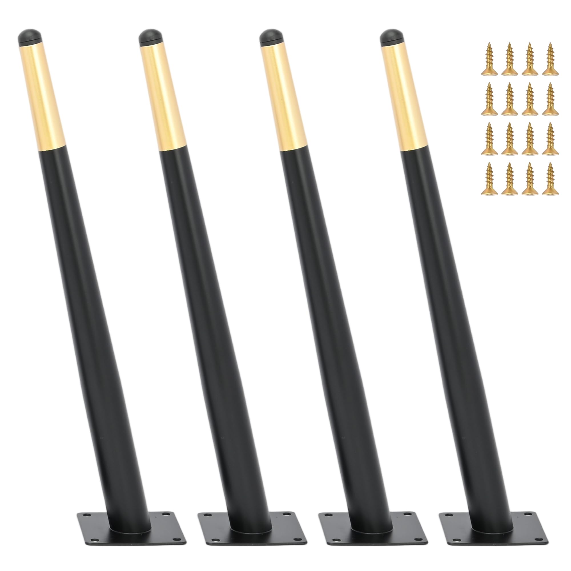 aleawol 4Pcs Oblique Table Legs 40 cm, Metal Furniture Support Legs Black and Gold