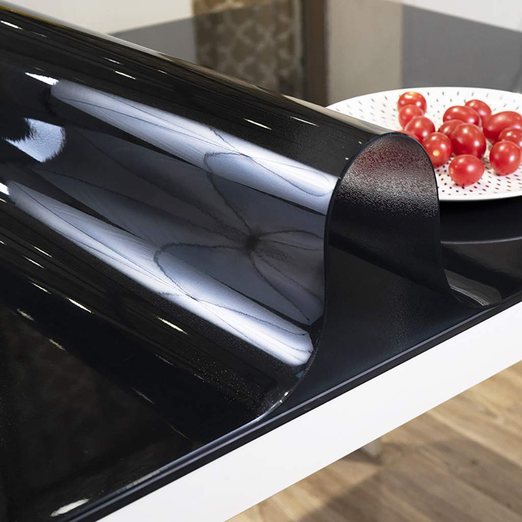 MRVAKDYDI Clear Table Protector, PVC Vinyl Table Protector 2mm Thick Waterproof Wipeable Multicolor Multiple Sizes(Black,80x80cm/31x31inch)