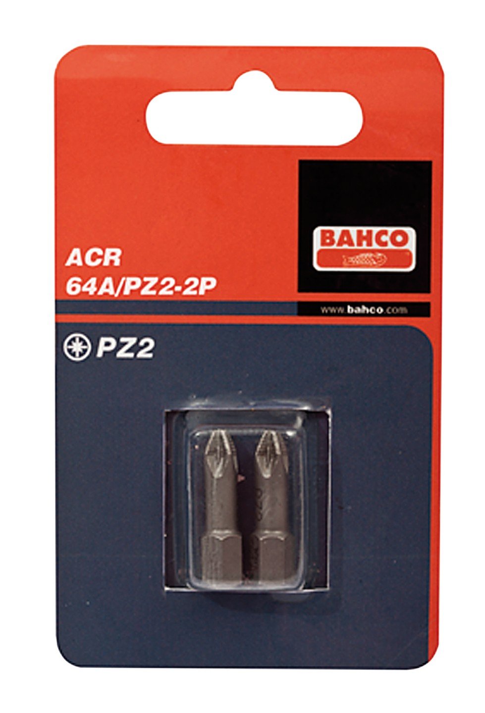 Bahco 64A/PZ3-2P Pz3 ACR Bit for Pozidriv Head Screws Multi-Colour, 25 mm, 2-Piece
