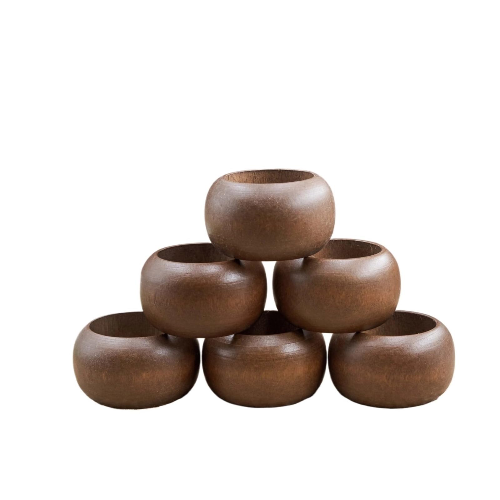 Set di portatovaglioli Confezione da 6 portatovaglioli in legno, tavolo in, decorativi realizzati a mano for matrimoni, banchetti, famiglia(Brown)