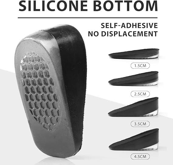 1Pair Silicone Height Increased Shoes Pad Half Plain Gel Heel Pads for Men and Women Shoe Insoles