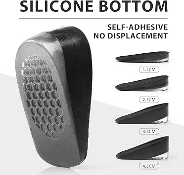 1Pair Silicone Height Increased Shoes Pad Half Plain Gel Heel Pads for Men and Women Shoe Insoles