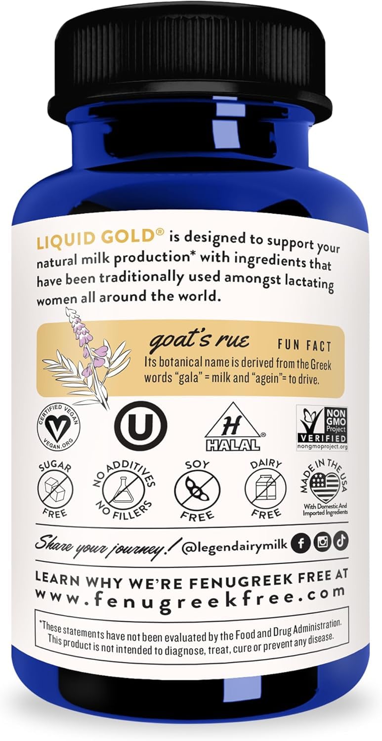 Legendairy Milk Liquid Gold Lactation Support | Lactation Supplement with Organic Goats Rue, Milk Thistle, Shatavari, Fennel, Alfalfa & Anise | Breastfeeding Supplements, 60 Count