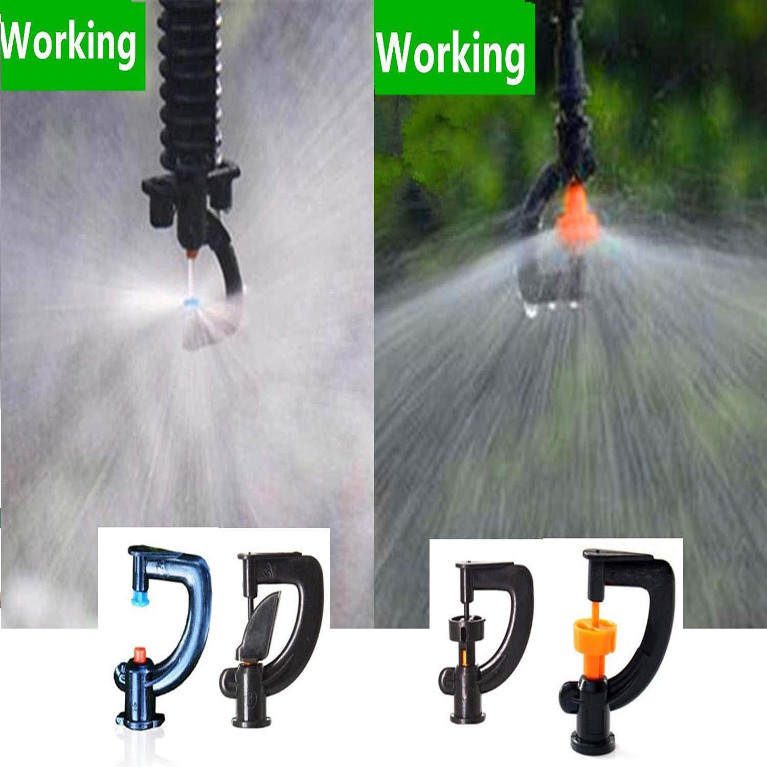DIY Crafts 360º Degree Rotate Detachable Automatic Irrigation Sprayer Barb Garden Micro Irrigation Greenhouse Rotating Nozzle (2 Pcs Sprinkler Kit, Included Pipe + Faucet Connector + Accessory) 4