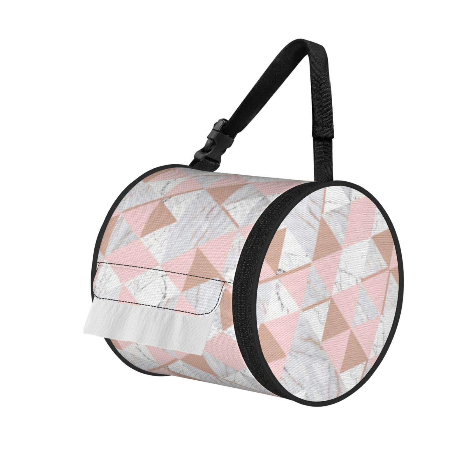 Pink And Gold Marble Print Fashion Tissues Organizer Box, Hanging Tissue Holder For Purse Coins For Car Office Daily Outing