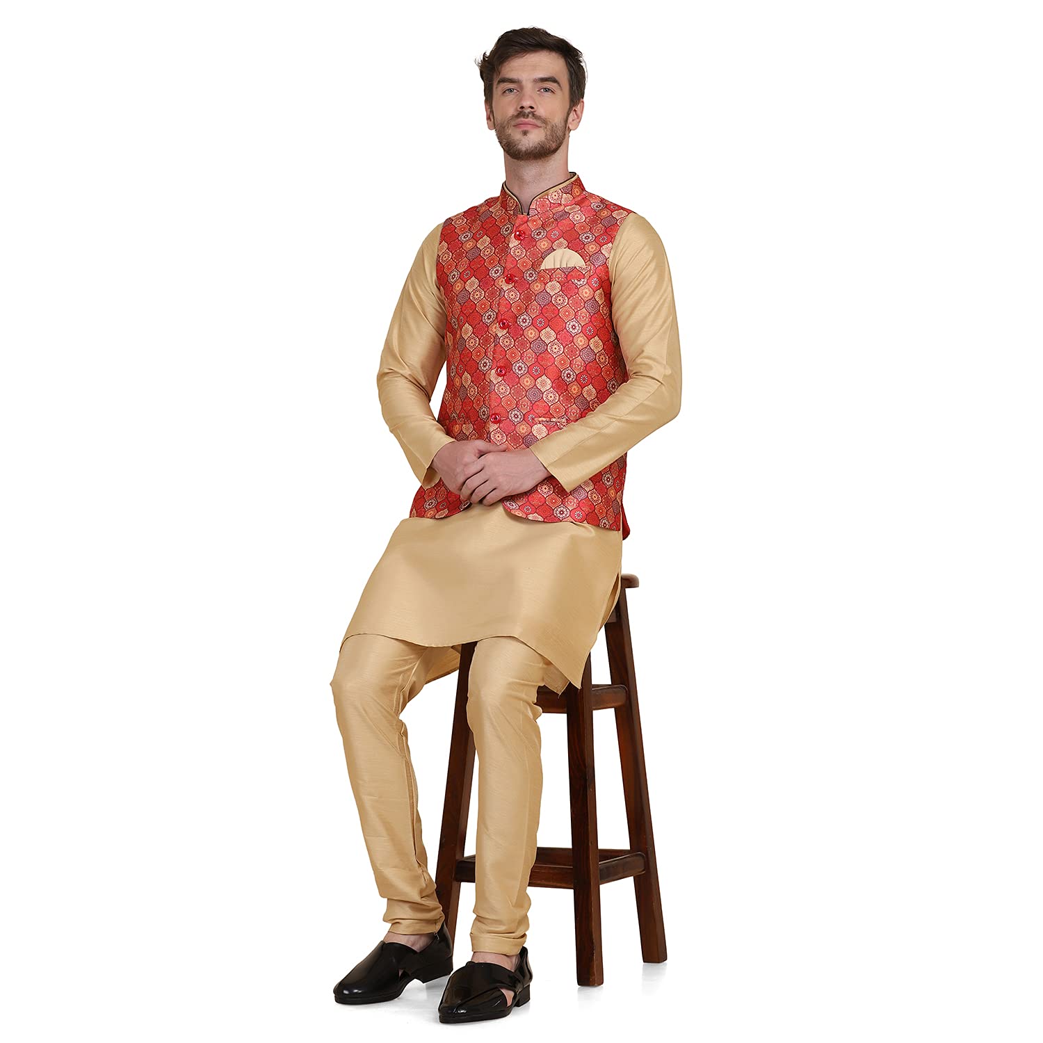 tahvo Men's Nehru Jacket/Waistcoat/Modi Jacket Cotton Fabric/Men kurta set with Nehru jacket-picture-41
