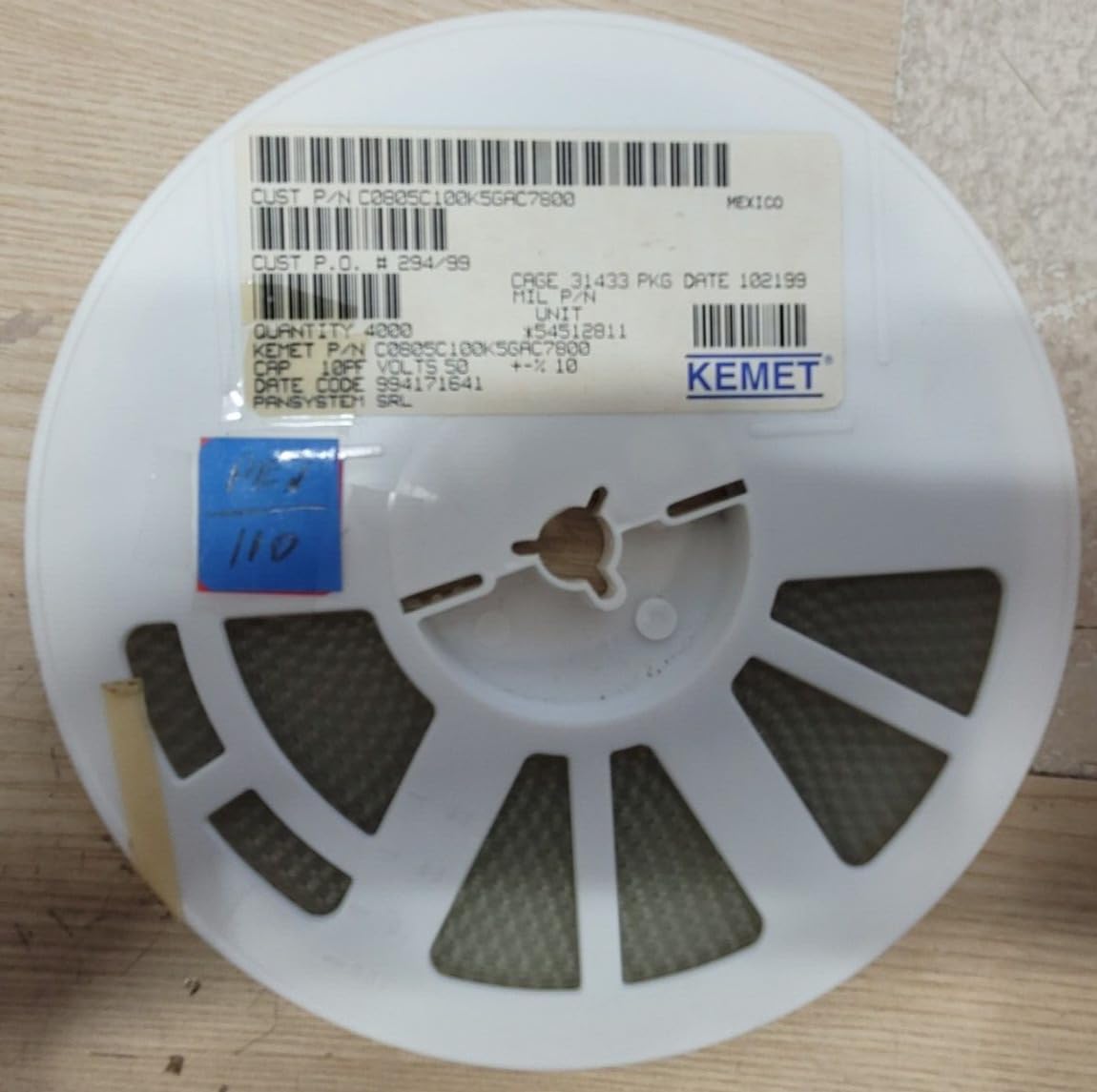 (4000 PCS) C0805C100K5GAC7800 KEMET
