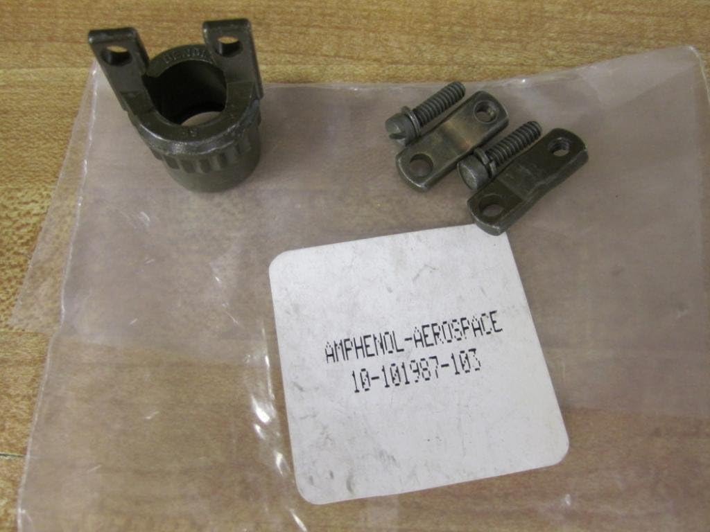 Amphenol 10-101987-103 Circular Connector Strain Relief Adapter with clamp pieces separated