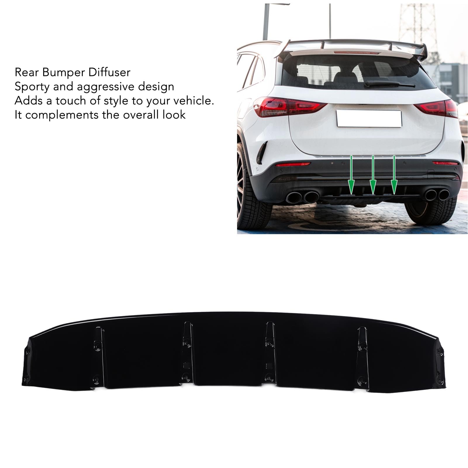 Dyfuzor do ust tylnego zderzaka, błyszcząca czerń, agresywny design, ulepszony udźwig dla klasy GLA H247 AMG Line GLA35 GLA45 2020 2024, materiał ABS