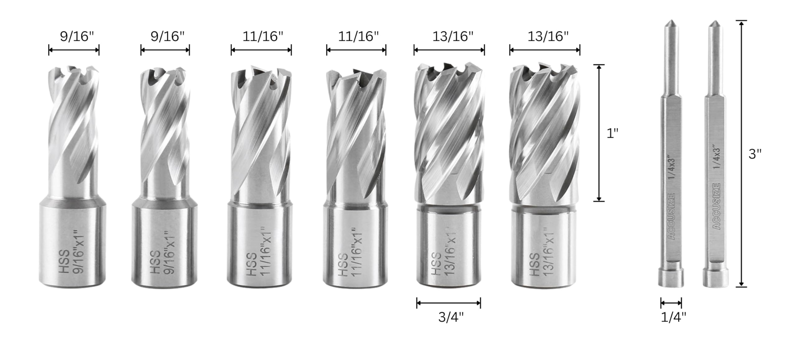 Accusize Industrial Tools - Juego de cortadores anulares métricos y pulgadas