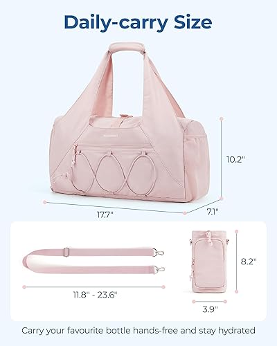 Miniatura 5 de BAGSMART Bolsa de gimnasio para mujer, bolsa de lona ligera con compartimento para zapatos, bolsa de mano con bolsillo húmedo para viajes de yoga