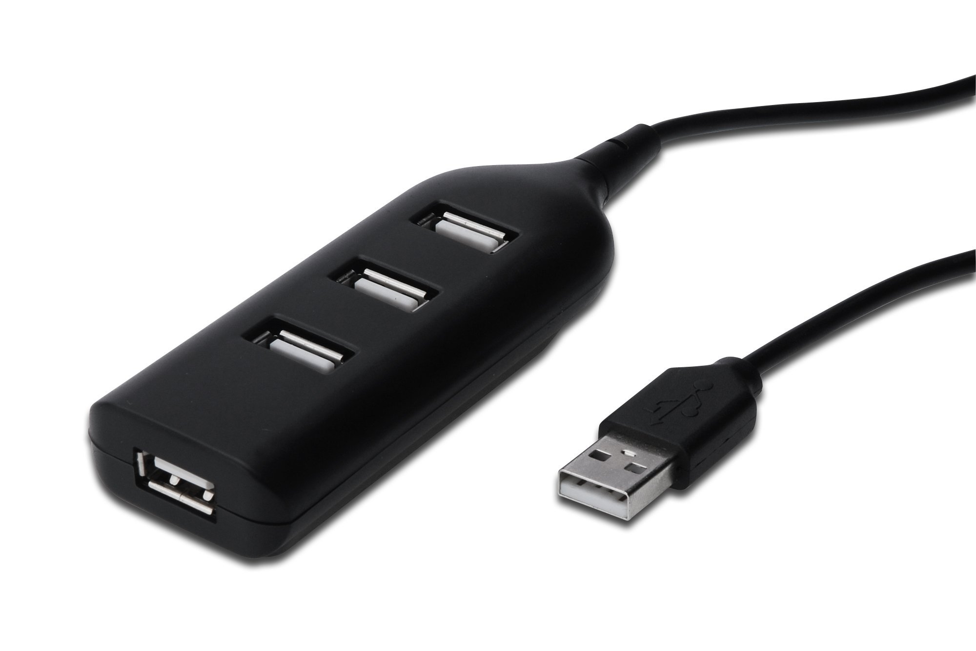 DIGITUS AB-50001-1 - USB Hub - 4-Port USB 2.0 Type A - Data transfer up to 480 Mbit/s - Compact & lightweight design - Plug-and-play - Compatible with PC, Notebook & Mac - Black